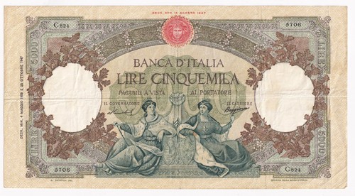 Italy 5000 lire banknote - lire,