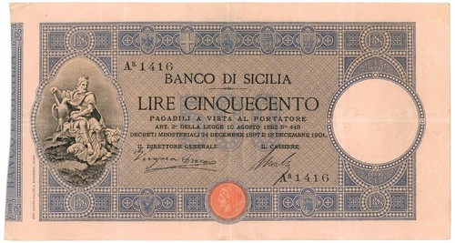 500 lire banco sicilia - 500,
