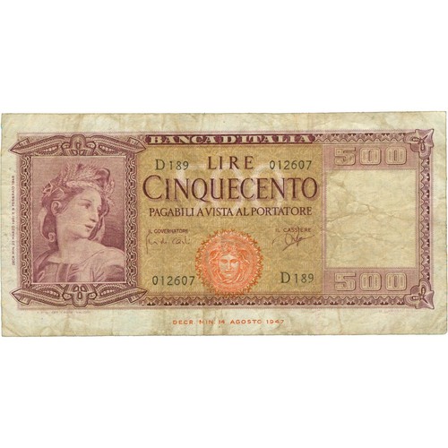 1947 italy 500 lire - 1947, banknote