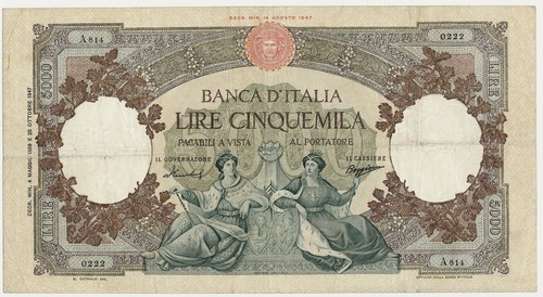 Italy banknote 5000 lire - italy,