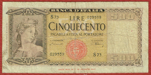 Banca italia 1947 500 - d'italia, 20.3.1947