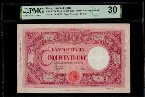 Italy 500 lire 1943 pmg - 500, 30