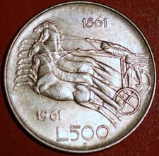 Italy 500 Lire 1961 KM# 99