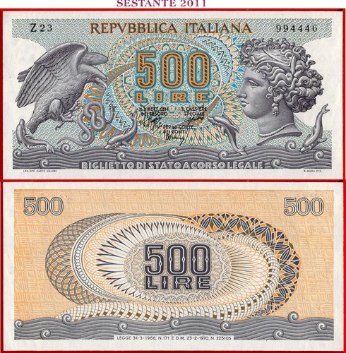 Italy republic 500 lire - republic, 2