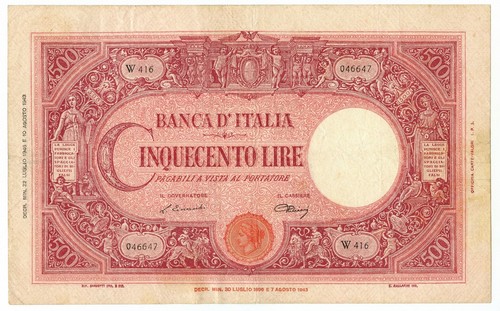500 lire barbetti - 500,