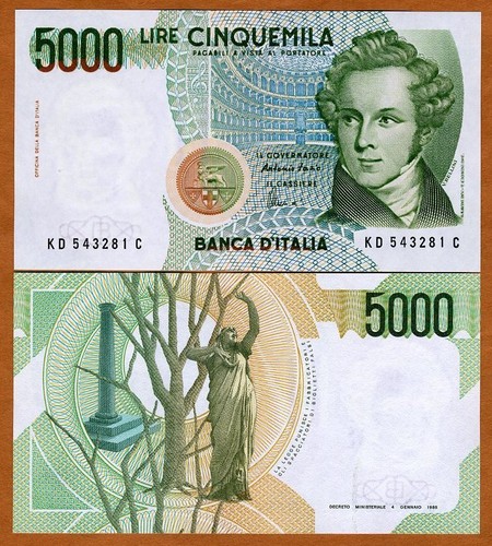 Italy 5000 lire 1985 - lire,, 1985,