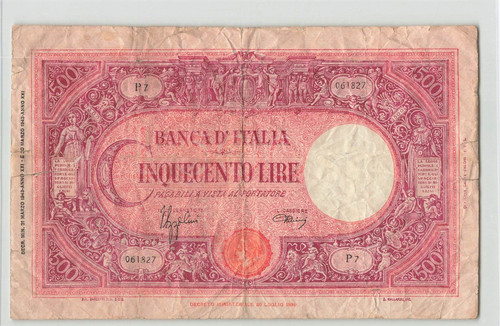 Italy 500 lire 1943 69a - 500, 1943,